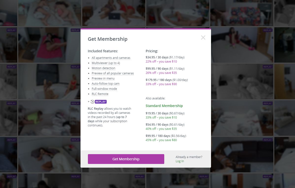 RealLifeCam Prices for Membership